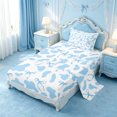 thumbnail image 2 of meiyoeat Blue Ribbon Bow Twin Sheets,Cute Cow Print Bedding For Girl,3-Piece,1 Fitted Sheet and 1 Pillowcase, 2 of 6