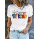 thumbnail image 1 of Camiseta informal de cuello redondo para mujer con estampado animal "Be Kind", tejido de punto, longitud corta, ideal para primavera/verano/otoño. Ideal para adultos, hombres, mujeres, adolescentes y, 1 of 6