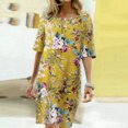 thumbnail image 2 of Pompotops Femmes Casual Col Rond Demi Manches Imprimé Floral Robes, 2 of 8