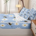 thumbnail image 5 of Erosebridal Kawaii Bee Zipper Twin Comforter Sets with Fitted Sheet and 2 Pillowcases,Vintage Daisy Floral Zipper Bedding Set,Blue White,Colorful Stars Reversible,4pcs, 5 of 8