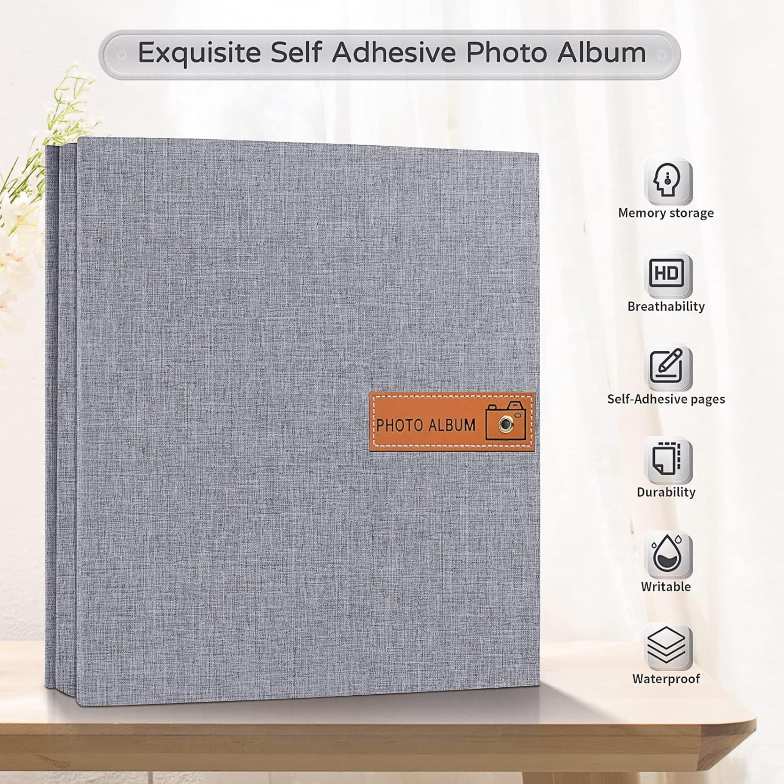 Large Photo Album Self Adhesive 4x6 5x7 8x10 Scrapbook Album DIY Picture Book, Gifts for Mom, Family Baby and Wedding, with Metal Pen and Plastic Board