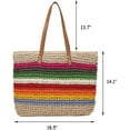 thumbnail image 2 of Women Summer Retro Straw Bag Hand-woven Colorful Large Boho Shoulder Bag Handle Beach Handbags with Leather Shoulder Strap, 2 of 8