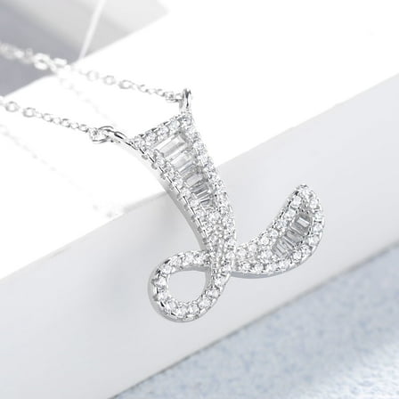Sterling Silver Initial Pendant Necklace with Swarovski Crystal