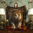 thumbnail image 3 of Decorative Lion Throw Blanket, Fuzzy Soft Cozy Flannel Blanket for Home Bed Sofa Couch, Regal King with Crown Realistic, Inch Lion King, 3 of 7