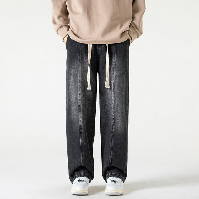 B91xZ Mens Sweatpants Mens High Street Washed Old Jeans