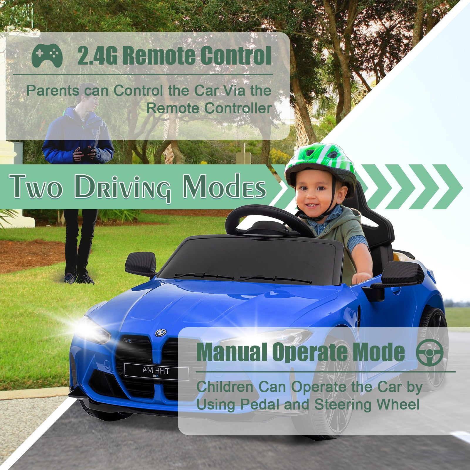 Homefun BMW M4 12V Blue Ride On Car for Kids,With Parents Remote Control,Kids Electric Car,Battery Powered Cars for Kids