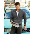 thumbnail image 3 of COOFANDY Men's Full Zip Cardigan Sweater Slim Fit Cable Knitted Zip Up Sweater with Pockets, 3 of 6