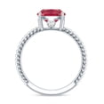 thumbnail image 2 of Lab Created Ruby Solitaire Ring with Surprise Diamond - 2 Carat - AAAA Grade certified, 925 Sterling Silver, US 4.00, 2 of 8