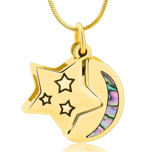Star & Moon Urn Necklace for Ashes of Loved One Cremation Jewelry Women Men Memorial Ashes Urn Necklace