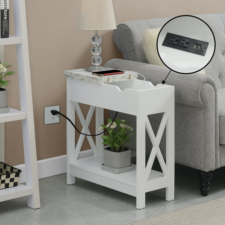 Flip top end table 2024 with charging station