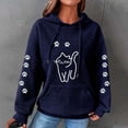 thumbnail image 2 of YUGYXL Women's Waffle Hoodie Drawstring Animal Print Sweatshirt Long Sleeve Comfy Hooded Pullover with Pocket Blue S, 2 of 3