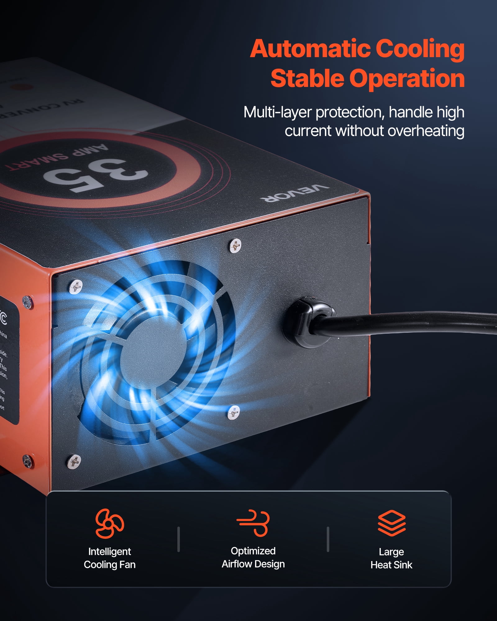 VEVOR RV Power Converter, 35 Amp, 110V AC to 12V DC RV Converter Battery Charger, 4 Stage Smart Charging, 13V to 16.5V Operating Range, Compatible with Lithium Lead Acid Battery, for Camper Trailer