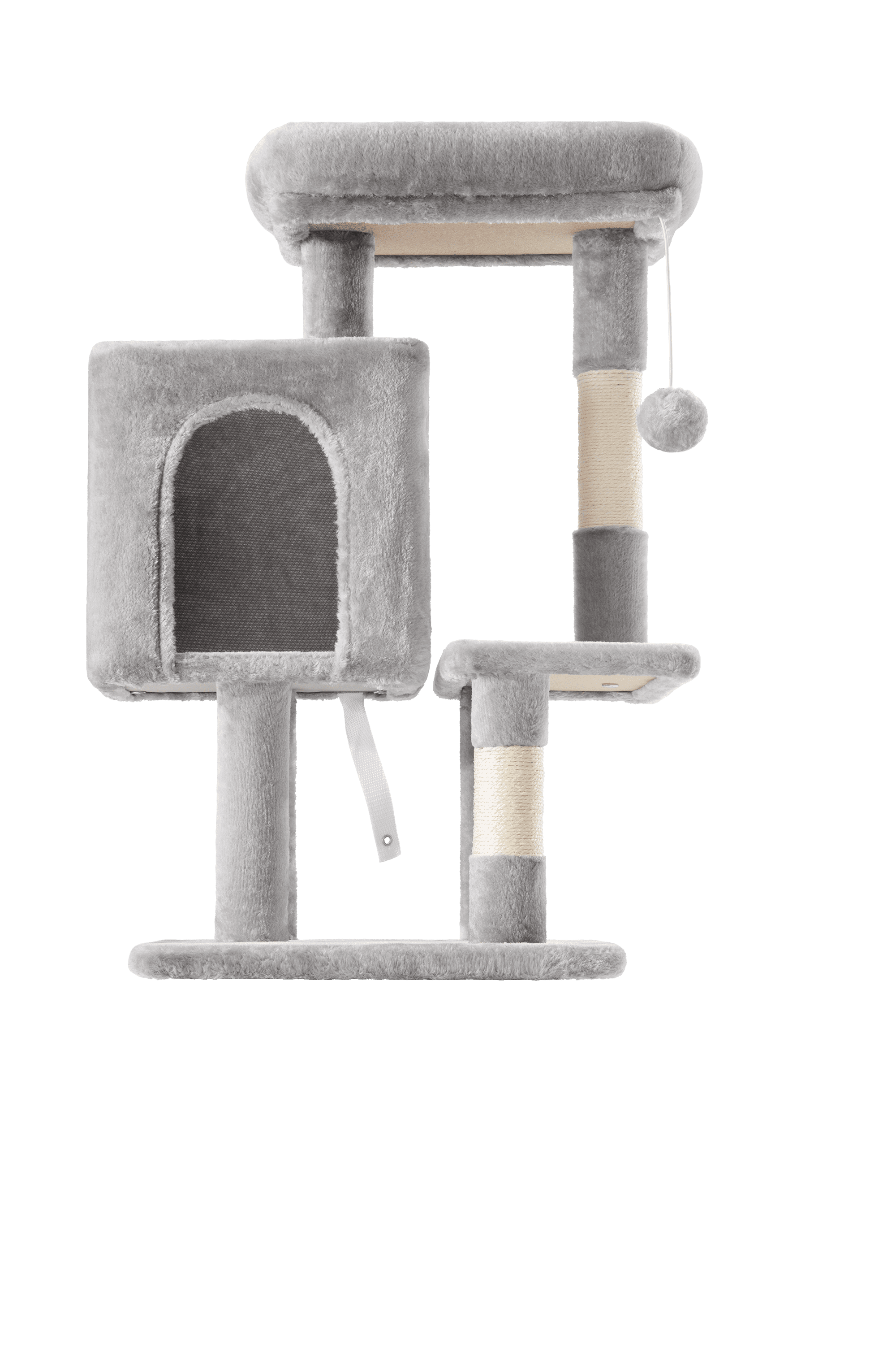 Amolife 29.1" Small Cat Tree Tower with Plush Cat Condo Perch Sisal Scratching Posts for Indoor Cats and Kittens, Grey