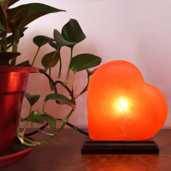 Himalayan Handcrafted Pink Heart Shaped Salt Lamp, Amber Glow, Unique Gift Idea by Apex Global