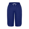 thumbnail image 4 of VV AVEORS Capri Pants For Women Split Side High Waist Casual Athletic Knee Length Summer Pants Casual Sweatpants With Pockets Blue XL, 4 of 7