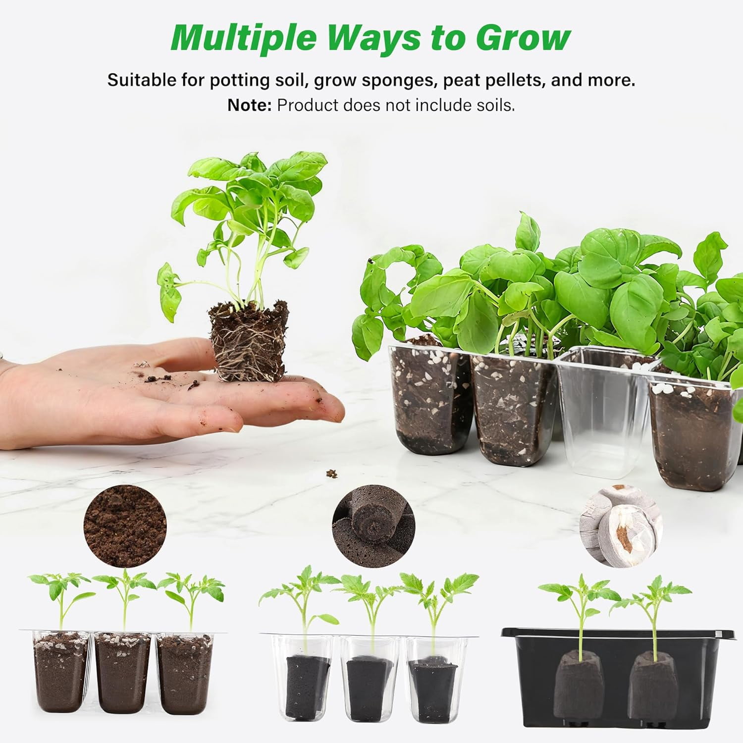 5-Pack Seed Starter Trays for Indoor Germination – Humidity Dome to Regulate Temperature & Humidity, Clear Tray for Root Observation, Drain Holes to Prevent Overwatering (5 Packs, Clear)