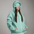 thumbnail image 6 of Sweatshirts for Women, Women's Zip Up Hoodies Sweatshirts Clothes Teen Girl Fall Casual Drawstring Jackets With Pockets Overcoat, Mint Green S, 6 of 9