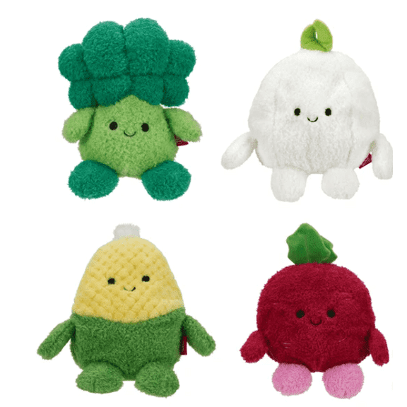 BumBumz 7.5-inch Plush Assorted , 4-pack - Root Bumz: Gail The Garlic, Ronnie The Radish, Bobby The Broccoli and Colby The Corn