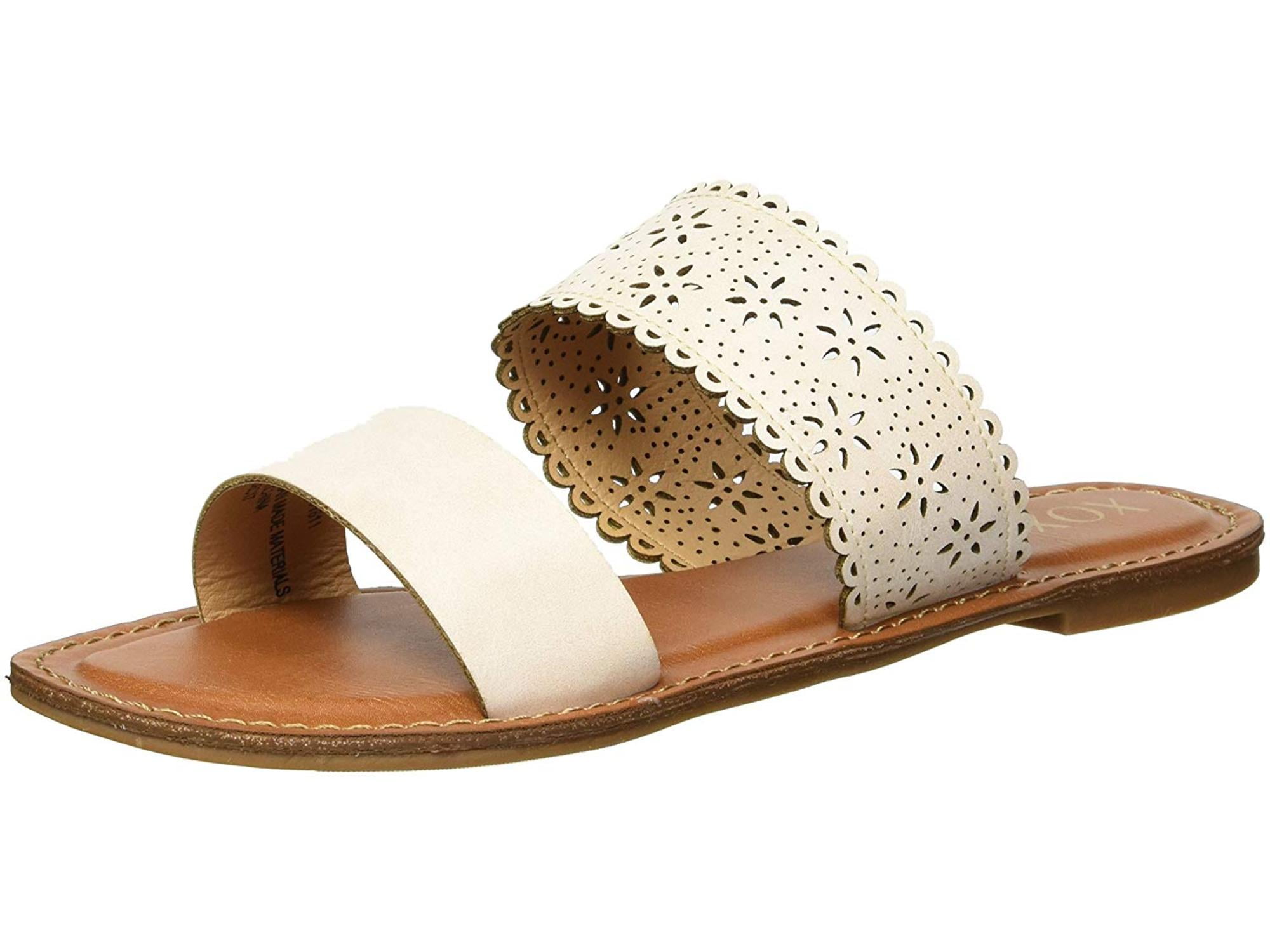 cream slide sandals