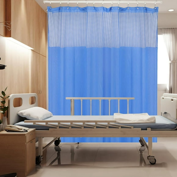 Flame Retardant Grommet Hospital Curtain Room Divider, Cubicle Curtain Divider Privacy Medical Curtain for Hospital, Clinic, Lab(1 Panel, 15x8FT,Dark Blue)