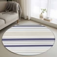 thumbnail image 5 of Round Rug 4ft Area Rug, Classic Stripes Retro Area Rugs for Living Room Bedroom, Blue Beige White Floor Mat Non-Slip Non-Shedding Carpet Indoor Accent Rugs, 5 of 9