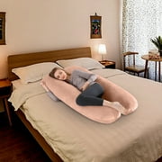 AUQ U Shaped Pregnancy Pillow Cover, Pillow Cover for Pregnant, Pillow Cover Full Body,Camel