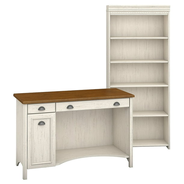 Bush Furniture Stanford Computer Desk And 5 Shelf Bookcase 48w White Tea Maple Stf005aw Com Bush Furniture Stanford Computer Desk, Bush Stanford Computer Desk With Hutch