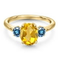 thumbnail image 3 of Gem Stone King 18K Yellow Gold Plated Silver Yellow Citrine and Persian Blue Moissanite Engagement Ring for Women | 1.96 Cttw | Oval 9X7MM | Gemstone November Birthstone | Size 6, 3 of 6