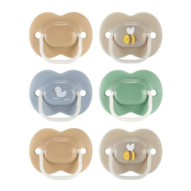 Chupete Tommee Tippee azul verde gris Bolsa Simétrica sin BPA para 18-36 Meses Paquete de 6