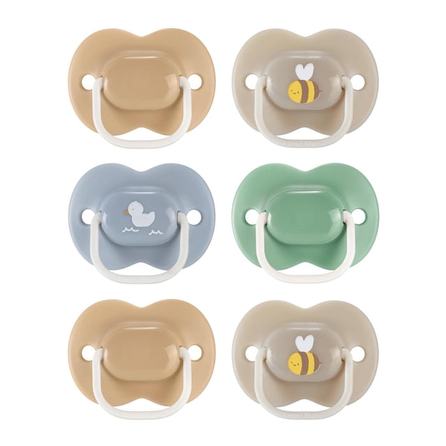 Chupete Tommee Tippee azul verde gris Bolsa Simétrica sin BPA para 18-36 Meses Paquete de 6