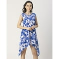 thumbnail image 3 of Moomaya Round Neck Sleeveless Printed Rayon Top - Women's Asymmetric Top, 3 of 9