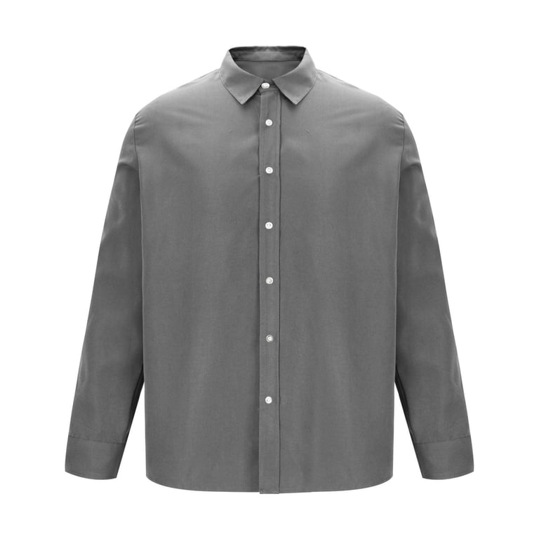 grey dress shirt walmart AKOEE Men's Button Up Dress Shirt Solid Color Wrinkle-Free Long Sleeve Business Casual Work Wear Regular Fit Formal Tops (3xl, Gray)