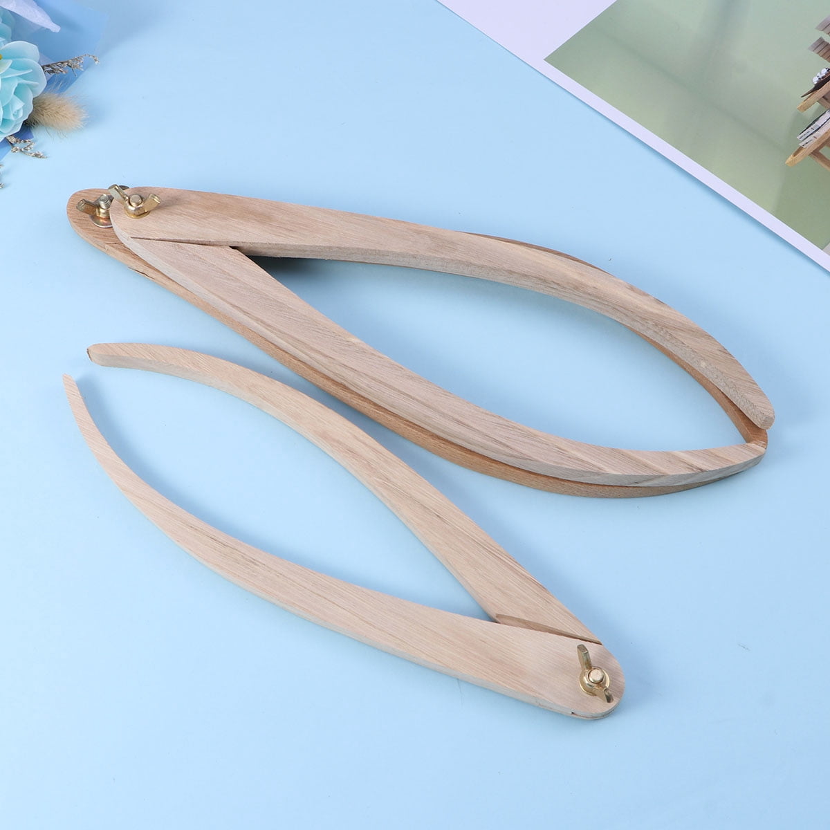 RENACLIPY 3Pcs Wood Calipers Ceramic Measuring Tool with Adjustable Wing Nut for Craft Pottery Use