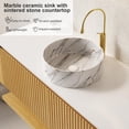 thumbnail image 3 of 48 Inch Bathroom Vanity with Round Sink, Floating Bathroom Cabinet with White Sintered Stone Countertop, 2 Soft-Close Drawers and Open Shelf, Pre-Assembled, Light Oak, 3 of 6