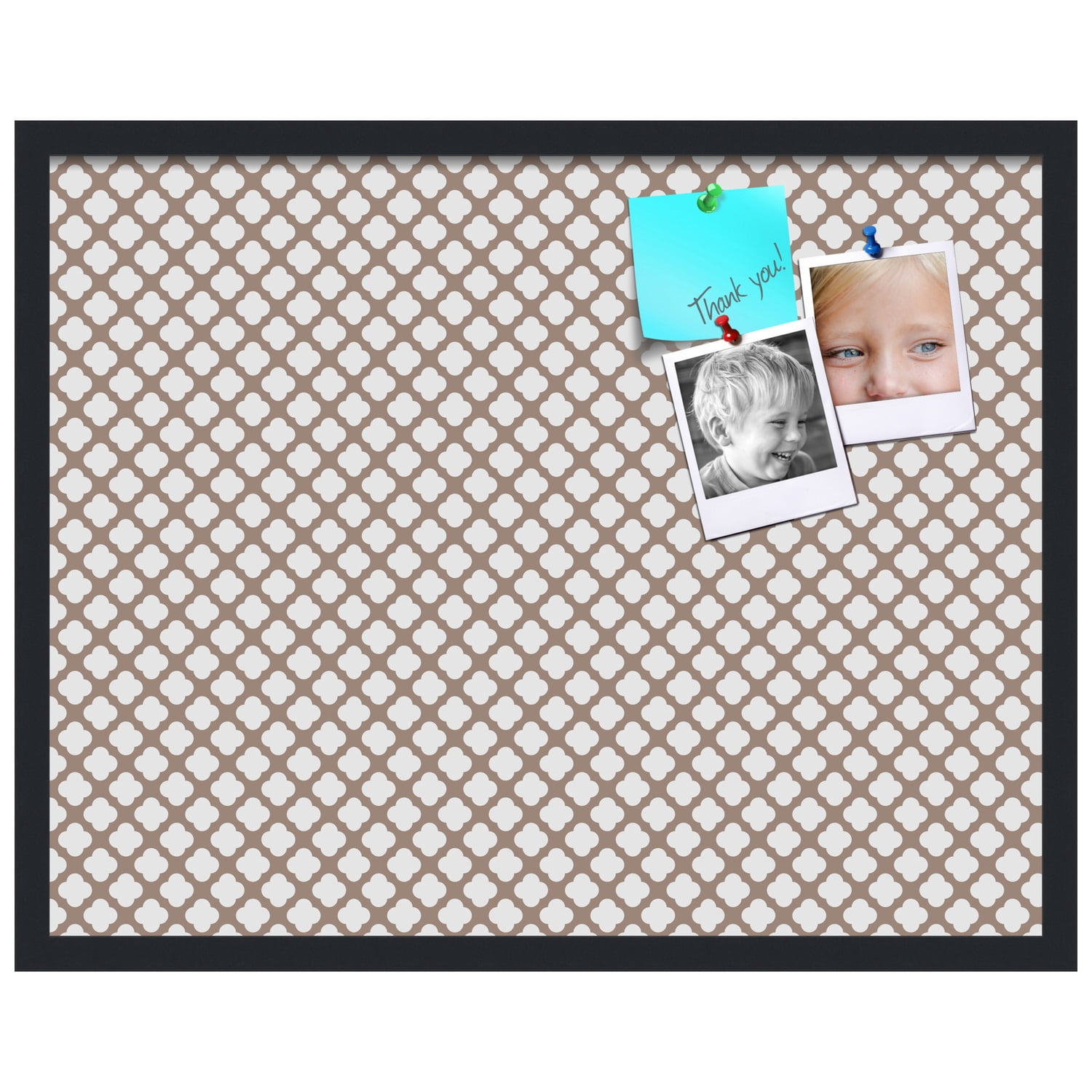 PinPix 28x22 Custom Cork Bulletin Board Light Brown Clover Poster Board Has a Fabric Style Canvas Finish, Framed in Light Brown Clover, by ArtToFrames (PinPix-540)