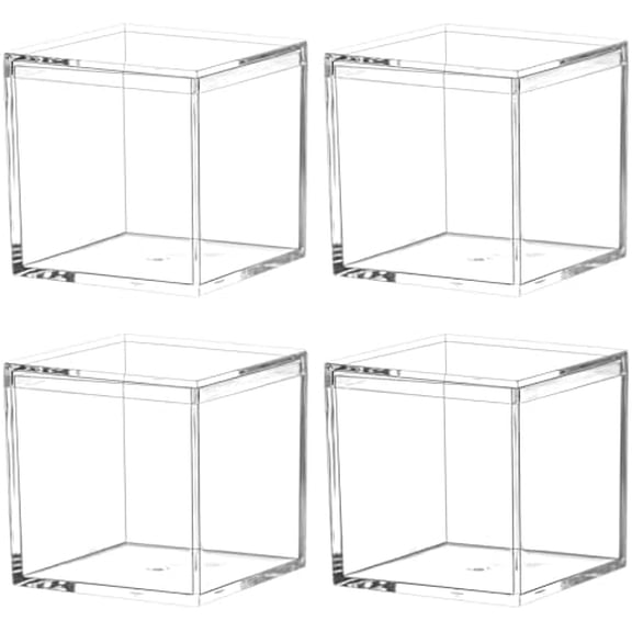 Small Acrylic Box, 1.77x1.77x1.77 Inch Clear Acrylic Box with Lid 4 Pack Mini Plastic Square Cube Containers Boxes Storage Box for Candy Pill and Tiny Jewelry