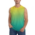 thumbnail image 1 of Balery Teal To Yellow Gradient Camisetas sin mangas para hombre, absorbe la humedad y protege contra el mal olor.-Large, 1 of 7