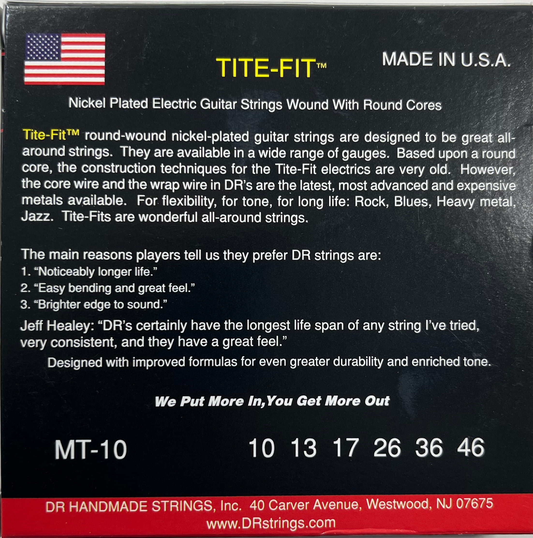 DR Strings Tite-Fit MT-10 Medium-Tite Nickel-Plated Electric Guitar Strings 6-Pack Medium (10-46)