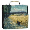 thumbnail image 2 of Water-Resistant 3-Ring Binder Organizer with Multiple Pockets Zipper Binder Bag for Office Black Cat Walking Fields, 2 of 8
