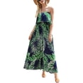 thumbnail image 2 of Vestidos de verano para mujer Vestido largo bohemio sin tirantes de porcelana azul y blanca, 2 of 6