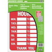 Hy-Ko Static Cling Sign, Business Hours KIT-603