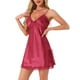 thumbnail image 4 of INSPIRE CHIC Vestido de Lencería de Encaje para Mujeres con Escote en V, Camisón Mini de Satén, Talla XS, Rojo Vino, 4 of 6