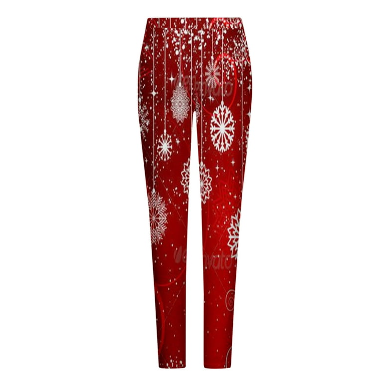 Women Winter Thick Leggings Warm XMAS Christmas Pants Casual Full