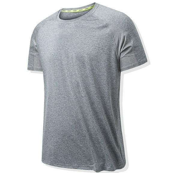 ZCFZJW Men's Quick Dry Moisture Wicking Active Athletic Performance Crew T-Shirt Solid Color Summer Short Sleeve Lapel Casual Slim Stretch Sports Tshirt Tops Gray XL