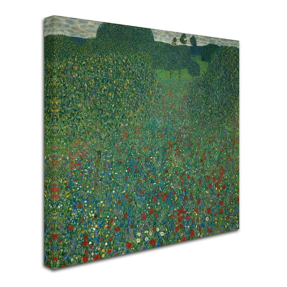 Trademark Fine Art Gustav Klimt Field of Poppies 1907 Canvas Wall Art - 18x18