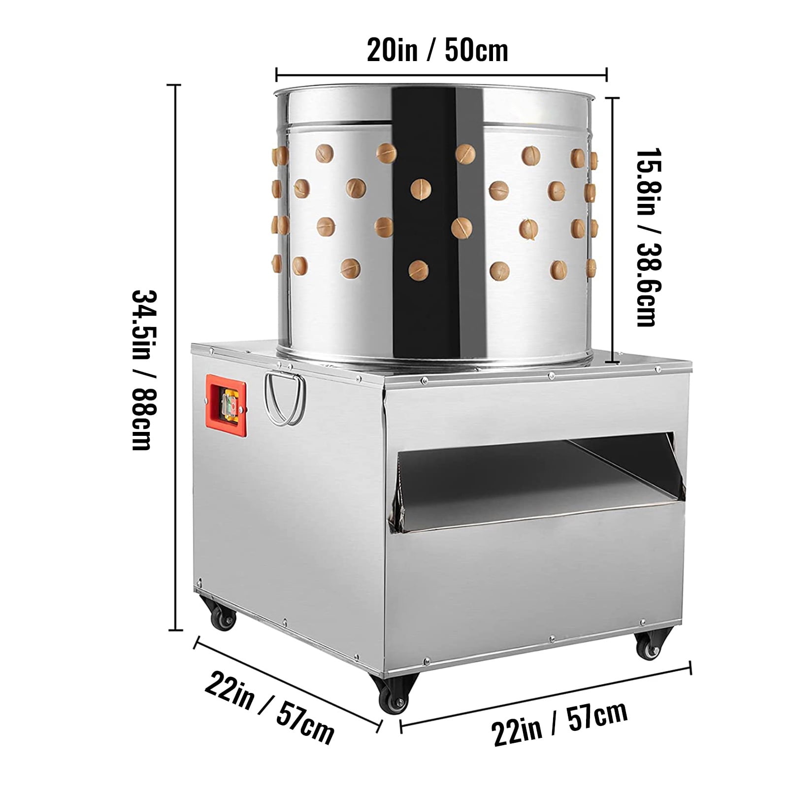 KFFKFF Poultry De-Feathering Machine, 50cm, for Efficient Turkey and Chicken Plucking, Made of Durable Stainless Steel