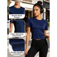 thumbnail image 5 of NELEUS Womens Plus Size Workout Shirts Athletic Running Yoga Short Sleeve Tops Tight Fit Breathable Crewneck,Navy Blue,US Size 2XL, 5 of 10