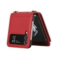 thumbnail image 3 of Wallet Case for Samsung Galaxy Z Flip 4, Kickstand Ring Holder Premium PU Leather Case with Crossbody Strap,Card Holder Slot Money Pocket 360°Rotation Metal Ring Grip Kickstand Cover,Red, 3 of 10