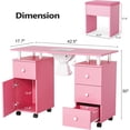 thumbnail image 2 of Ktaxon Nail Desk and Chair Set, Manicure Table Storage Station with 4 Drawers, Lockable Wheels, Pink, 2 of 7