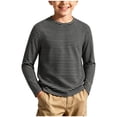 thumbnail image 2 of Spazoro Boys Long Sleeve T-Shirt with Crew Neck, Lightweight Breathable Stretchy Striped Casual Tee Shirts for Daily Wear Black Size 9-11, 2 of 6